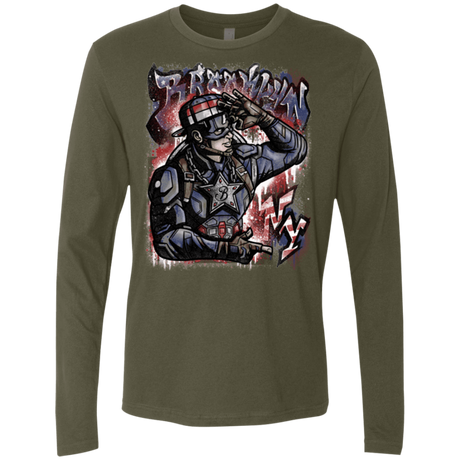 T-Shirts Military Green / Small Cap Brooklyn Men's Premium Long Sleeve