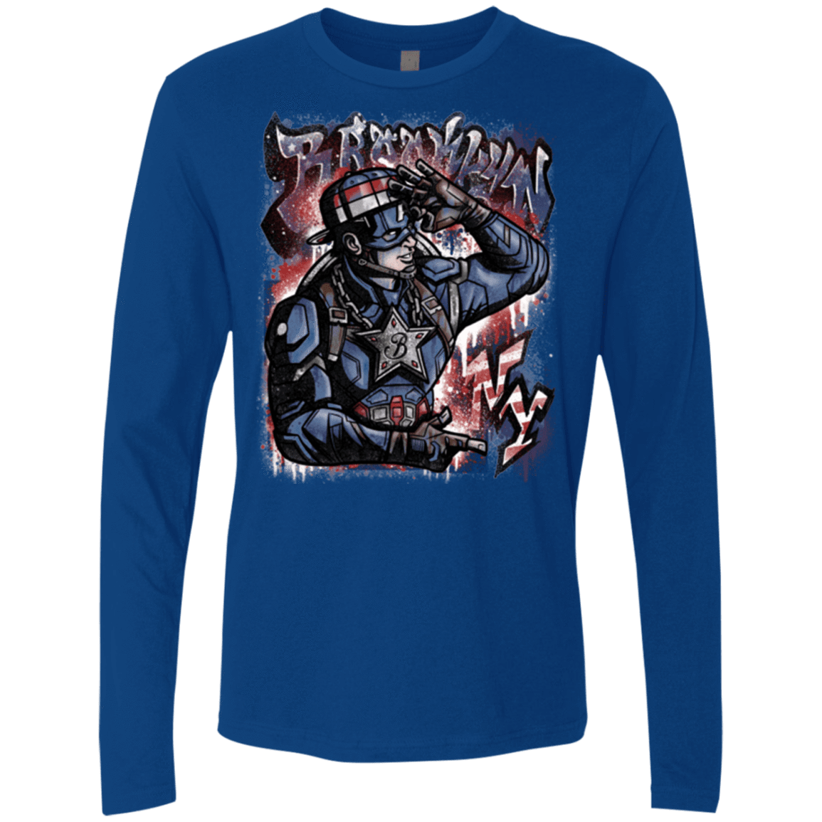 T-Shirts Royal / Small Cap Brooklyn Men's Premium Long Sleeve