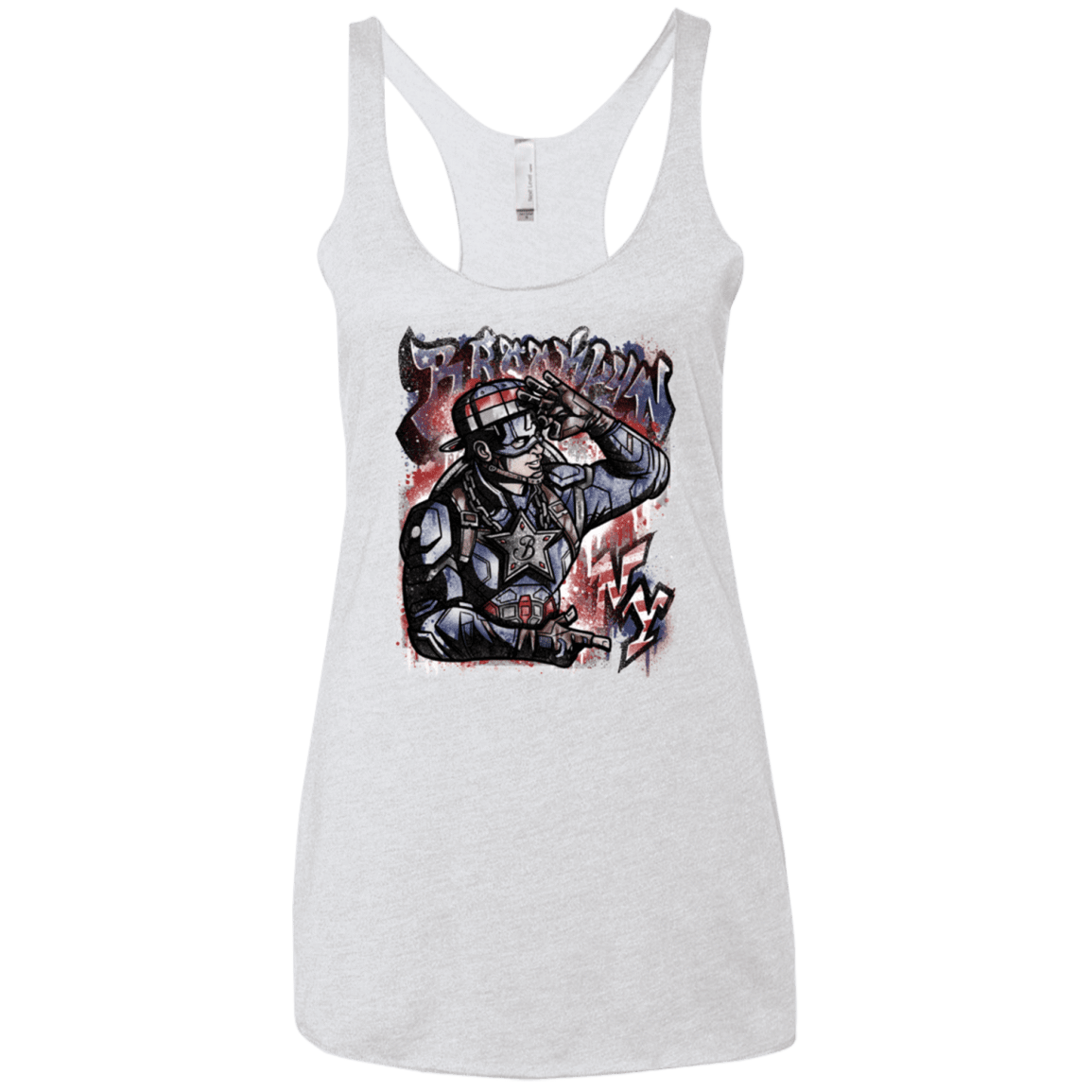 T-Shirts Heather White / X-Small Cap Brooklyn Women's Triblend Racerback Tank
