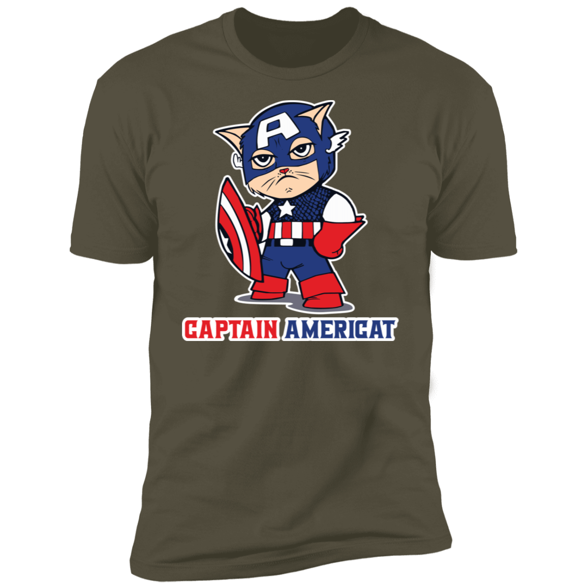 T-Shirts Military Green / S Captain AmeriCAT Men's Premium T-Shirt