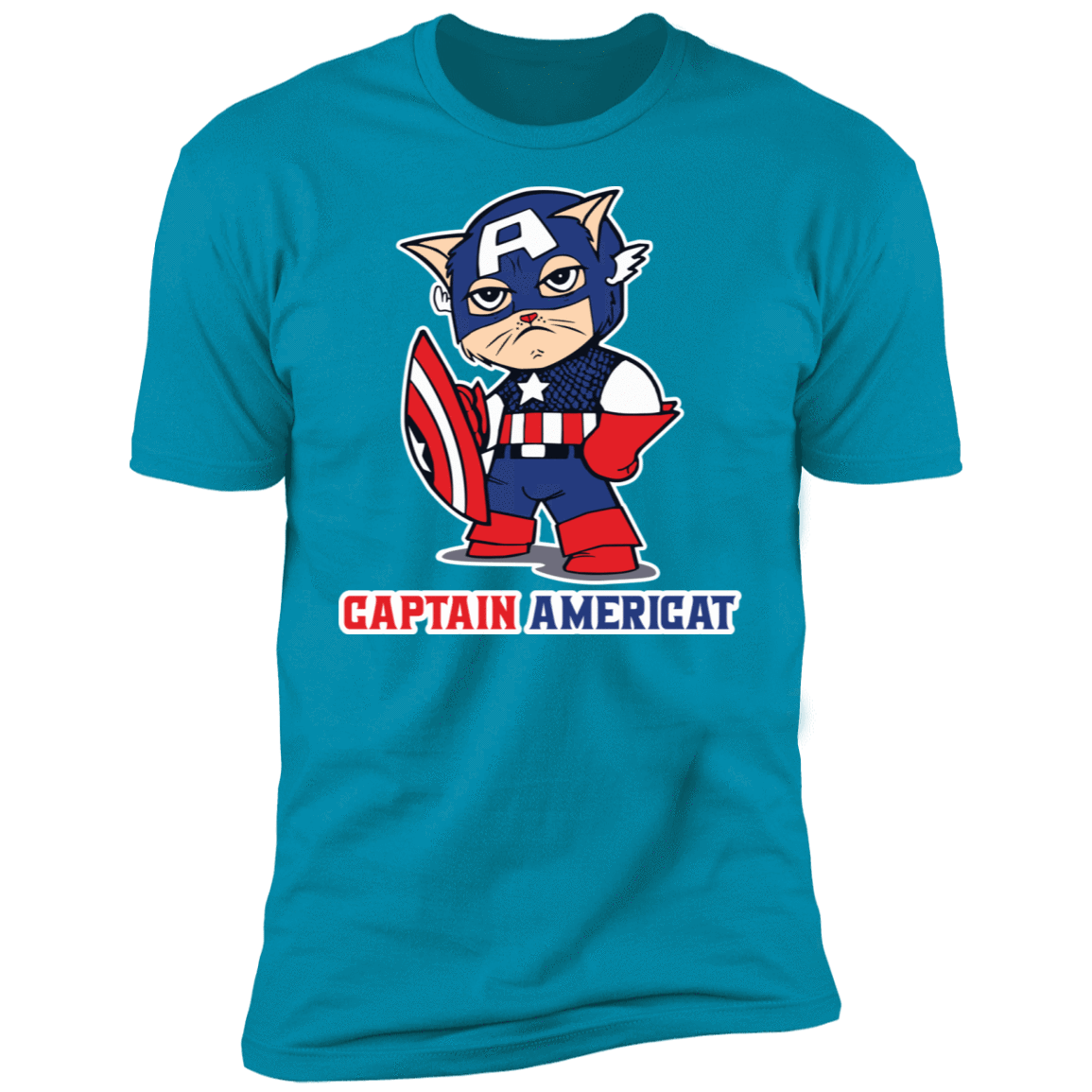 T-Shirts Turquoise / S Captain AmeriCAT Men's Premium T-Shirt