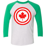 T-Shirts Heather White/Envy / X-Small Captain Canada Triblend 3/4 Sleeve