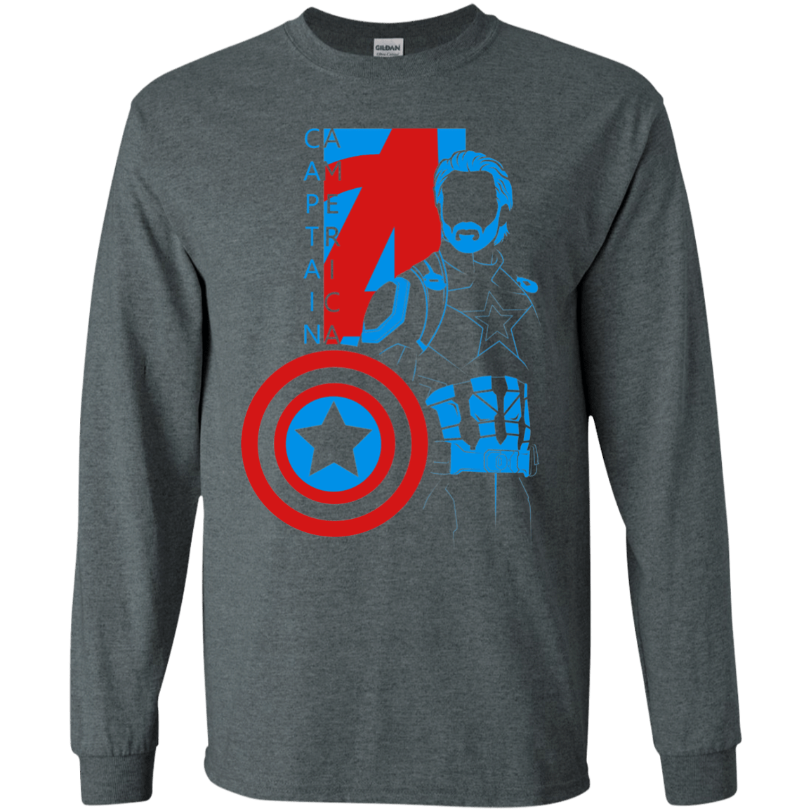 T-Shirts Dark Heather / S Captain Profile Men's Long Sleeve T-Shirt