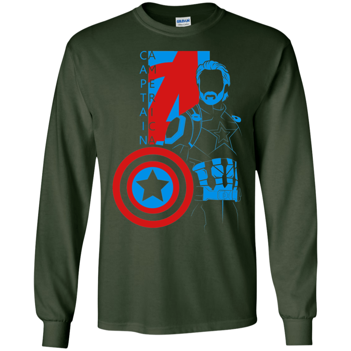 T-Shirts Forest Green / S Captain Profile Men's Long Sleeve T-Shirt