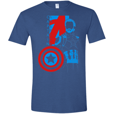 T-Shirts Heather Royal / X-Small Captain Profile Men's Semi-Fitted Softstyle