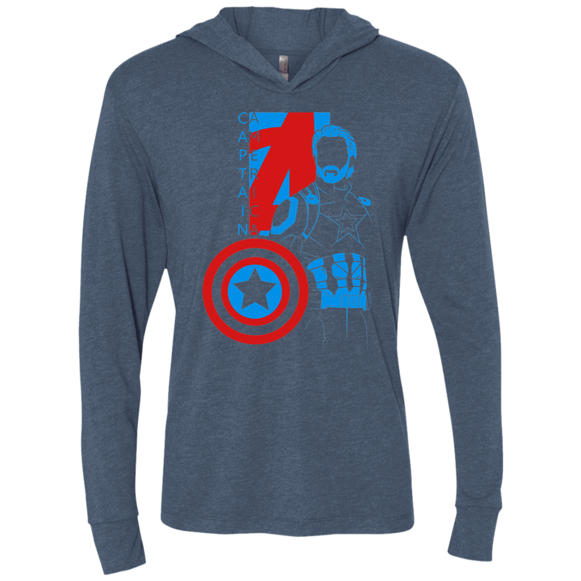 T-Shirts Indigo / X-Small Captain Profile Triblend Long Sleeve Hoodie Tee