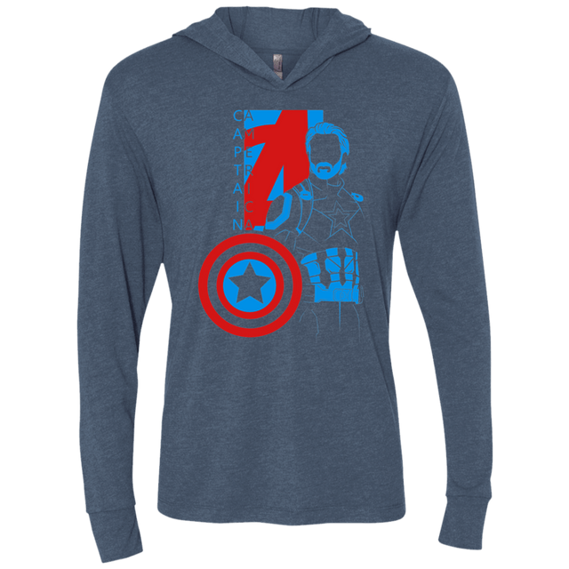 T-Shirts Indigo / X-Small Captain Profile Triblend Long Sleeve Hoodie Tee