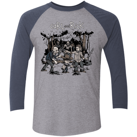 T-Shirts Premium Heather/ Vintage Navy / X-Small Carl & Rick Men's Triblend 3/4 Sleeve