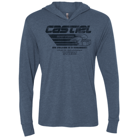 T-Shirts Indigo / X-Small Castiel Shipping Triblend Long Sleeve Hoodie Tee