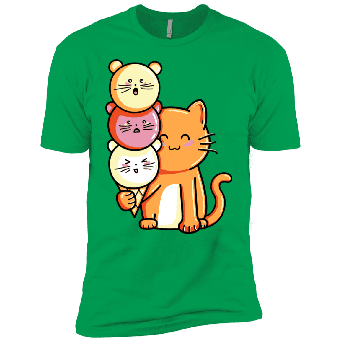 T-Shirts Kelly Green / YXS Cat and Micecream Boys Premium T-Shirt