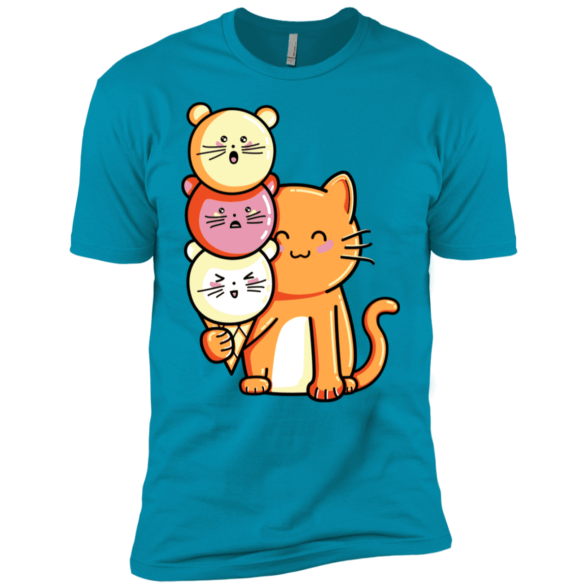 T-Shirts Turquoise / YXS Cat and Micecream Boys Premium T-Shirt