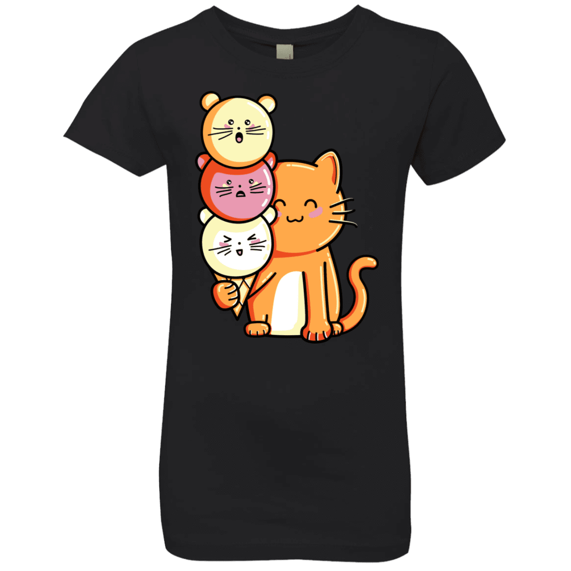 T-Shirts Black / YXS Cat and Micecream Girls Premium T-Shirt