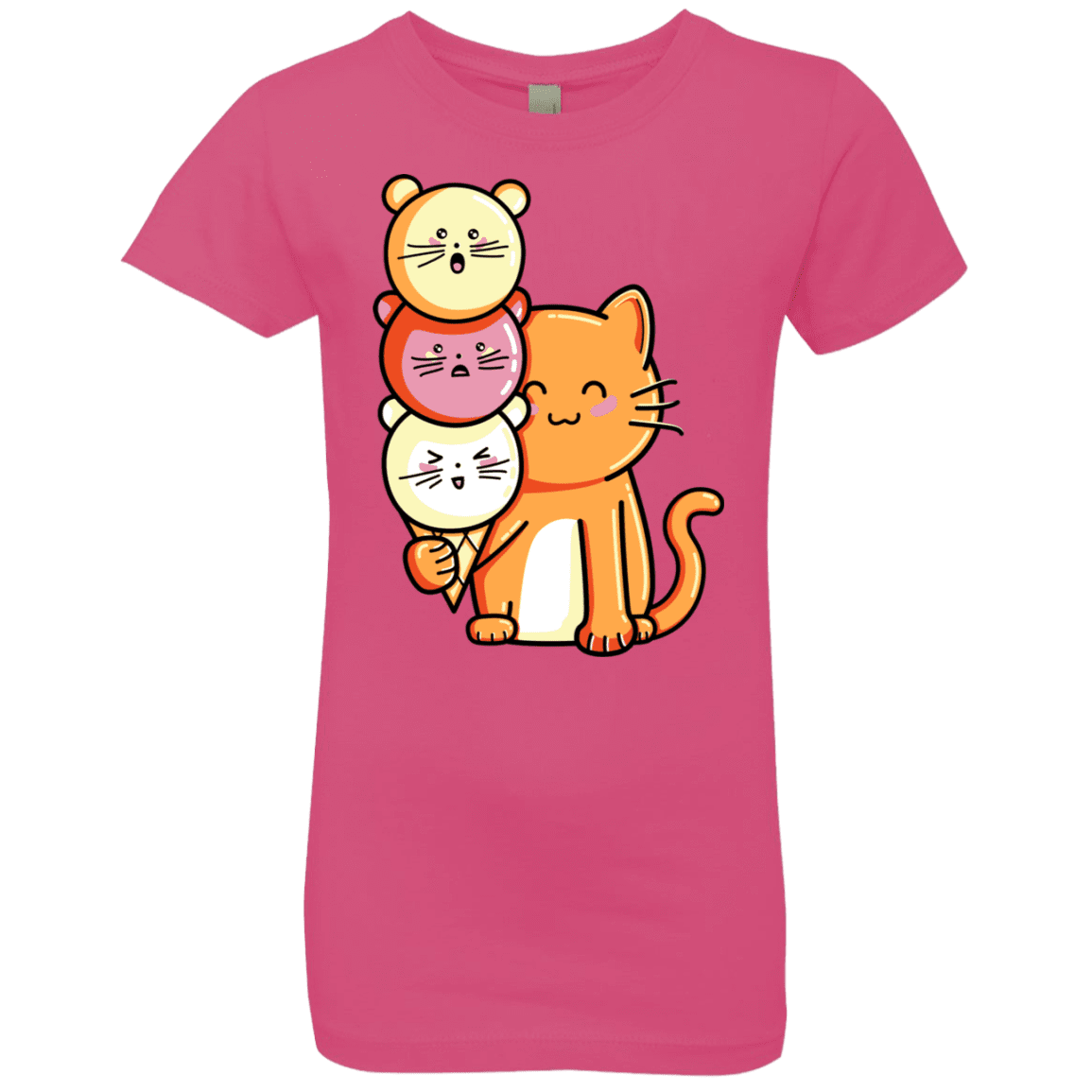 T-Shirts Hot Pink / YXS Cat and Micecream Girls Premium T-Shirt