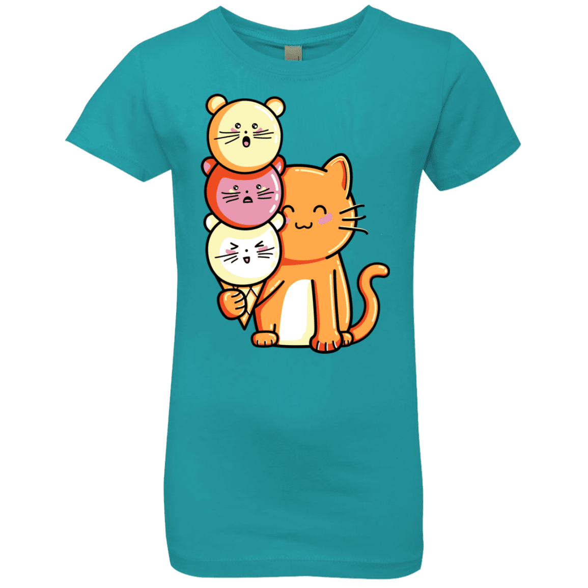 T-Shirts Tahiti Blue / YXS Cat and Micecream Girls Premium T-Shirt