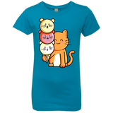 T-Shirts Turquoise / YXS Cat and Micecream Girls Premium T-Shirt