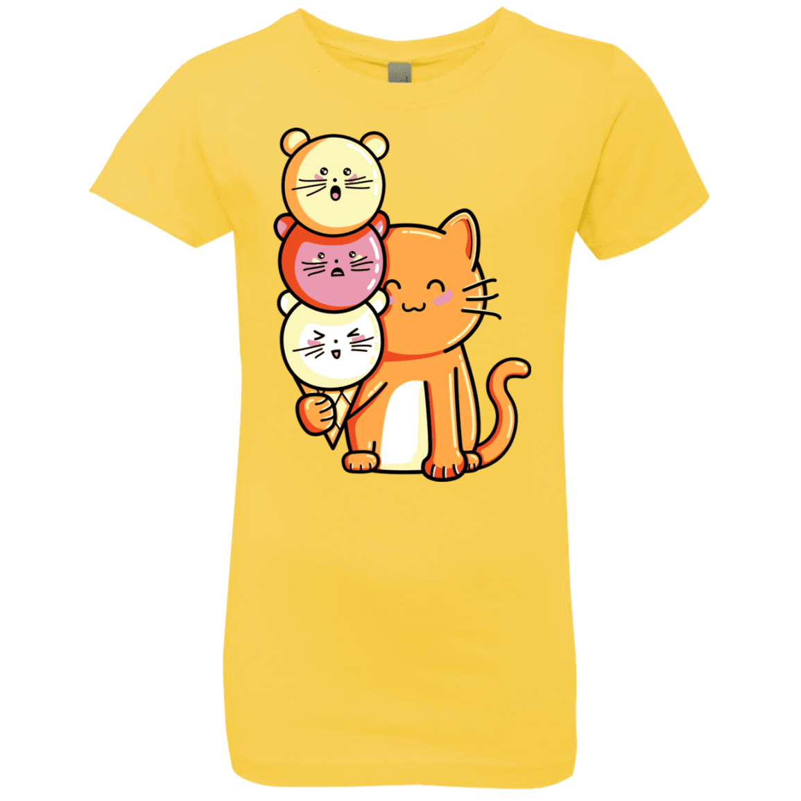 T-Shirts Vibrant Yellow / YXS Cat and Micecream Girls Premium T-Shirt