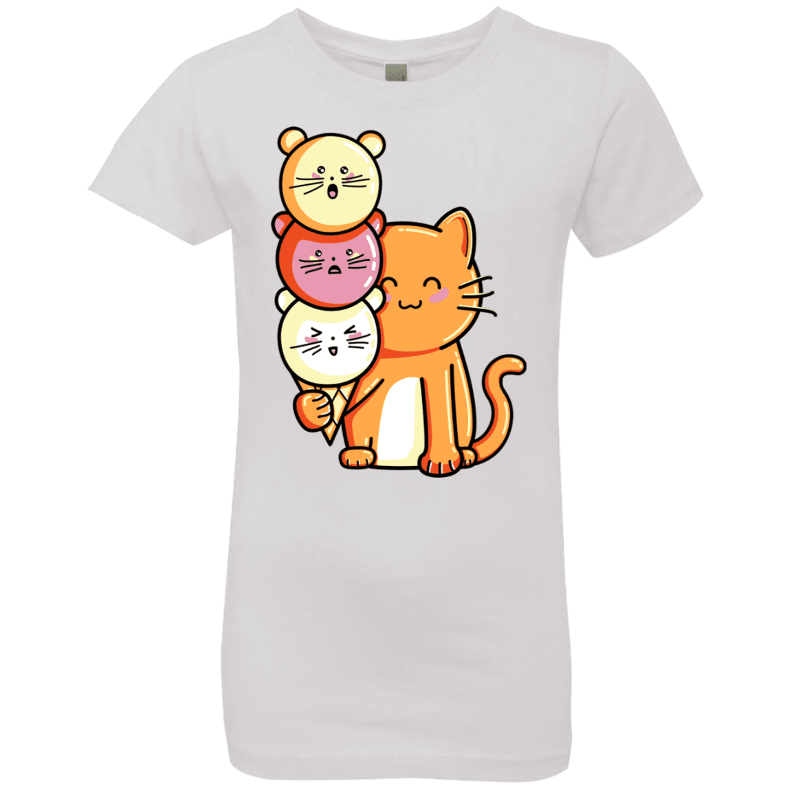 T-Shirts White / YXS Cat and Micecream Girls Premium T-Shirt