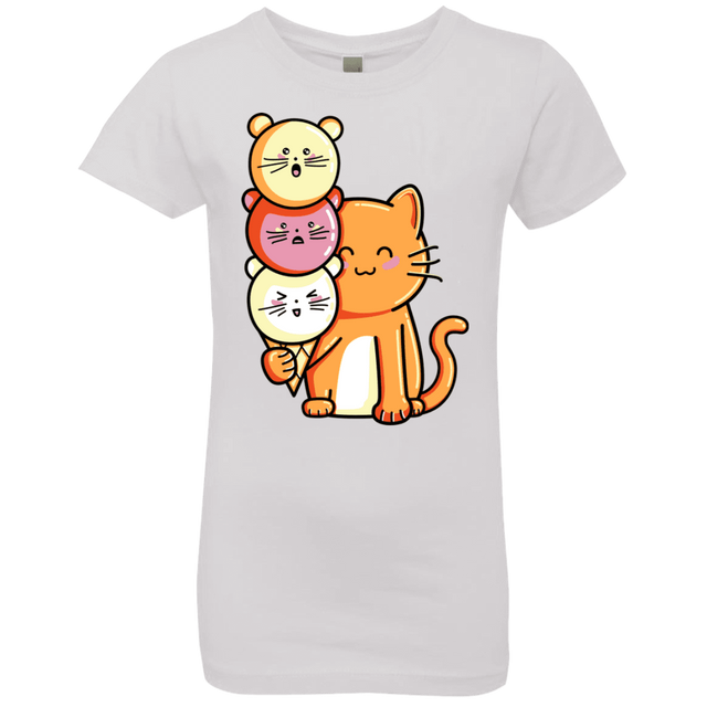 T-Shirts White / YXS Cat and Micecream Girls Premium T-Shirt