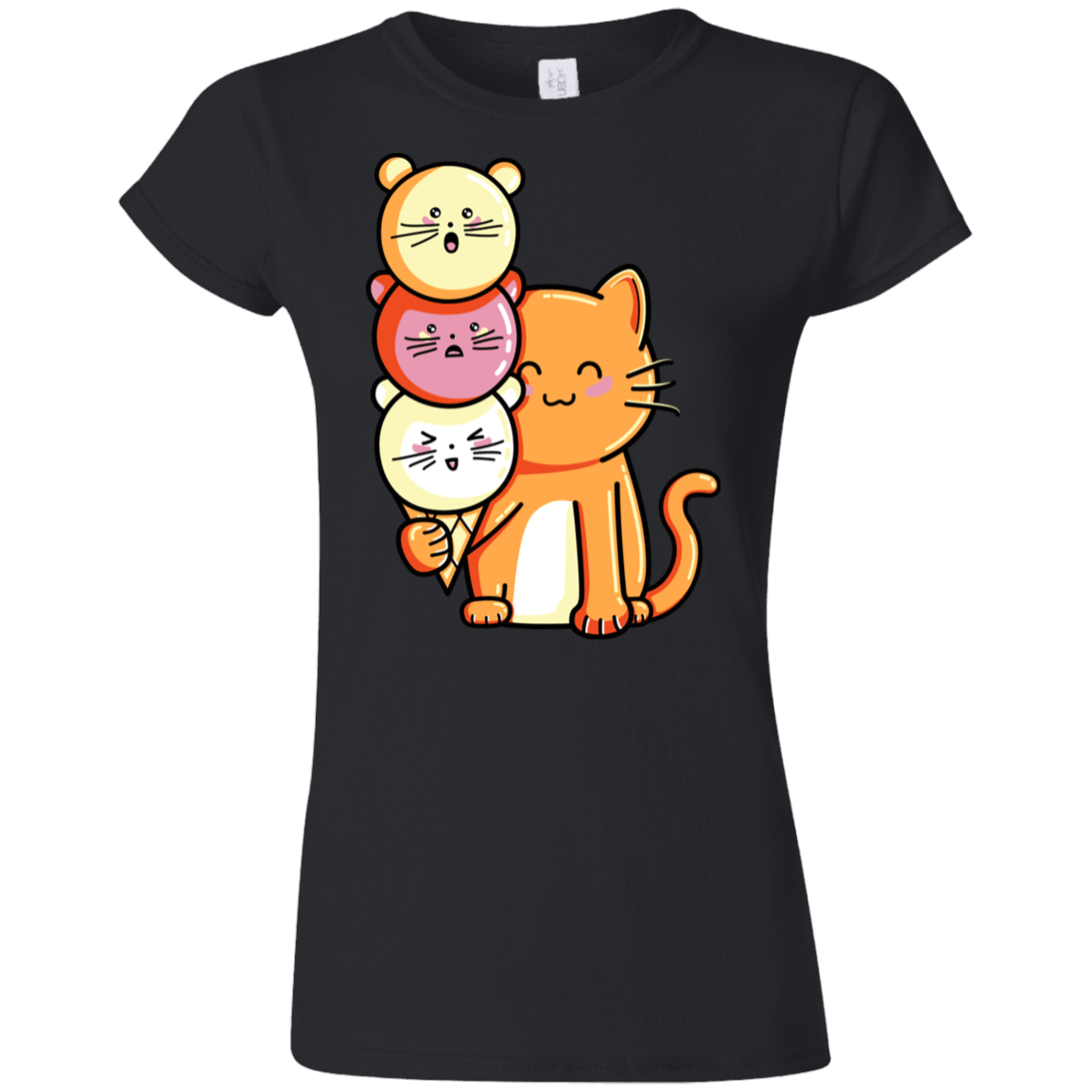 T-Shirts Black / S Cat and Micecream Junior Slimmer-Fit T-Shirt