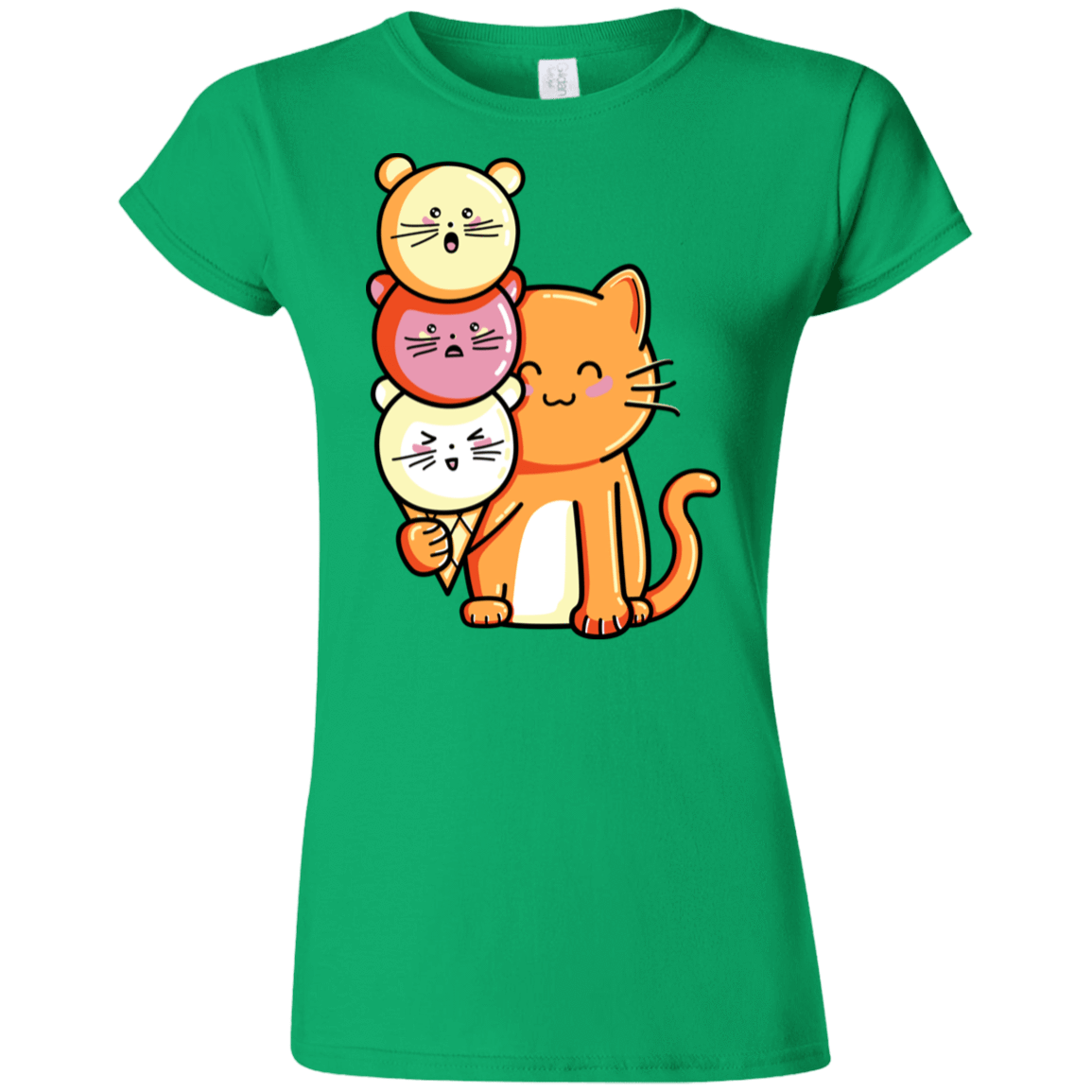 T-Shirts Irish Green / S Cat and Micecream Junior Slimmer-Fit T-Shirt
