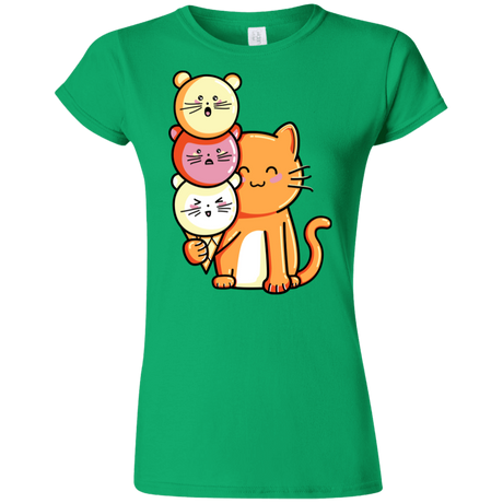 T-Shirts Irish Green / S Cat and Micecream Junior Slimmer-Fit T-Shirt