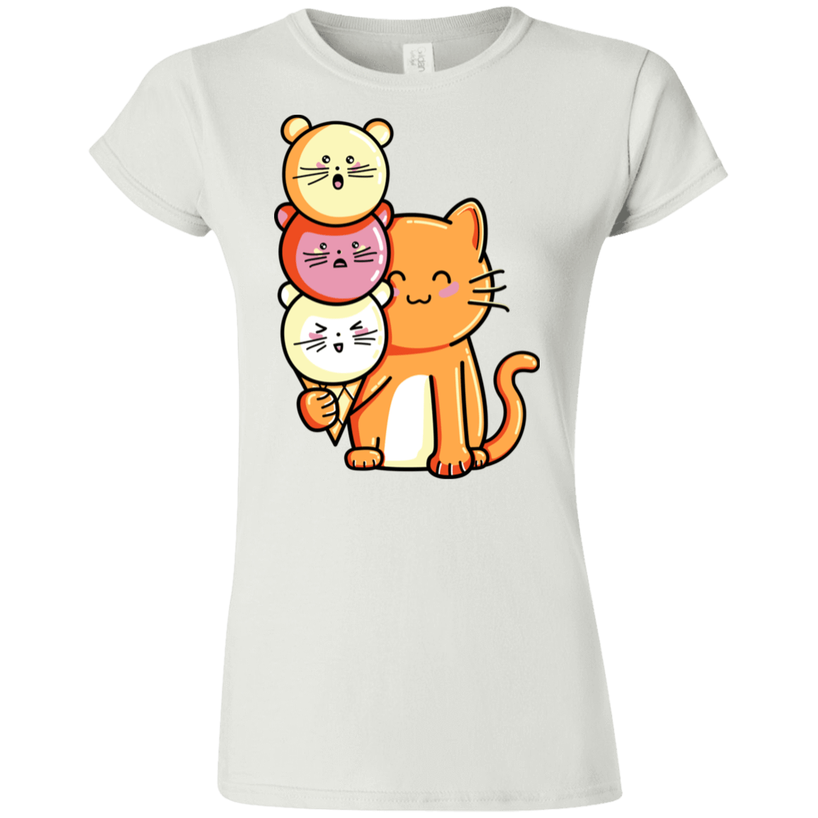 T-Shirts White / S Cat and Micecream Junior Slimmer-Fit T-Shirt