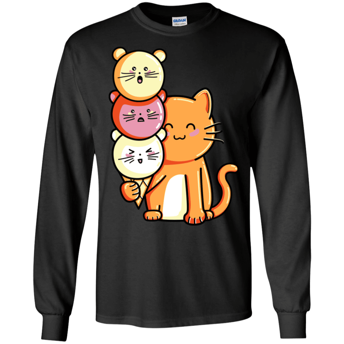 T-Shirts Black / S Cat and Micecream Men's Long Sleeve T-Shirt