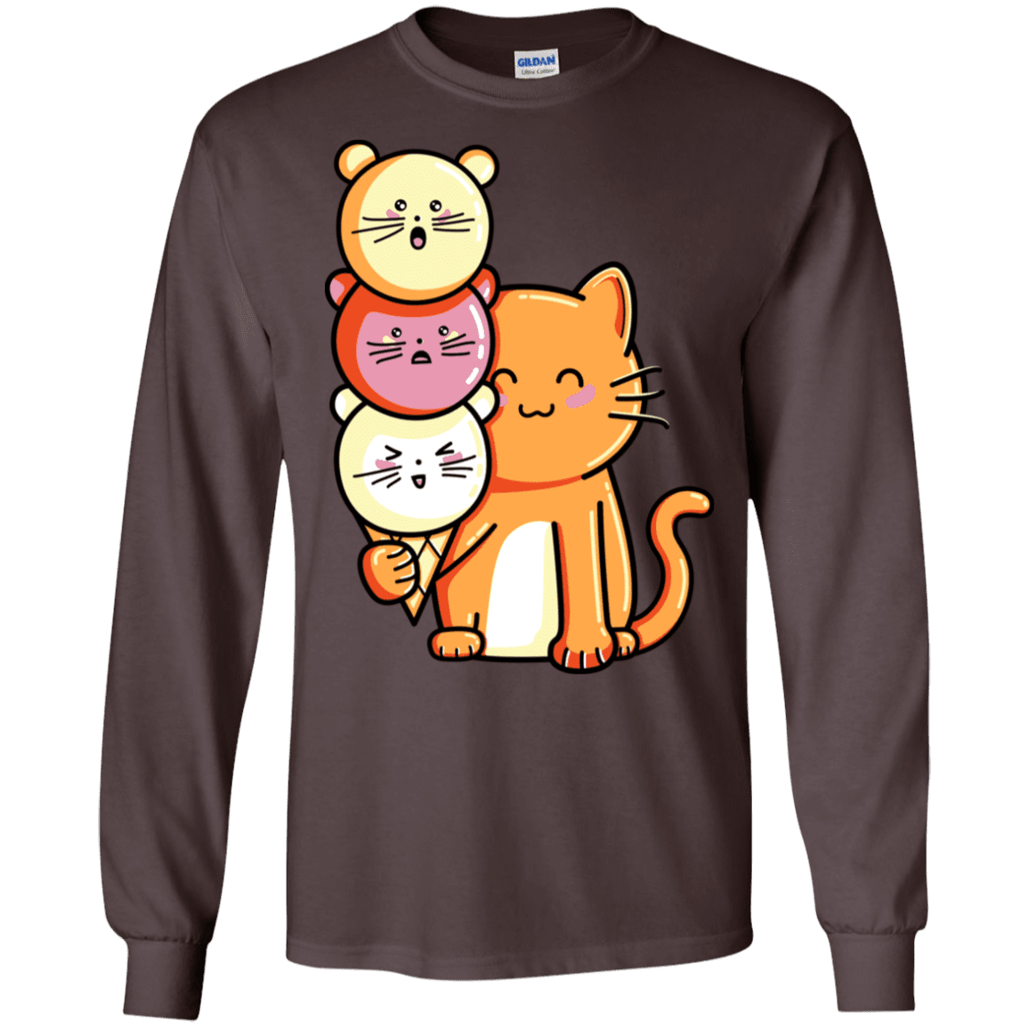 T-Shirts Dark Chocolate / S Cat and Micecream Men's Long Sleeve T-Shirt