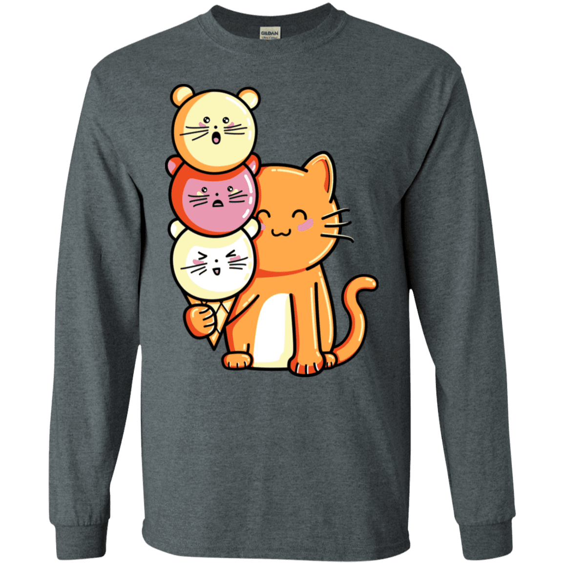 T-Shirts Dark Heather / S Cat and Micecream Men's Long Sleeve T-Shirt