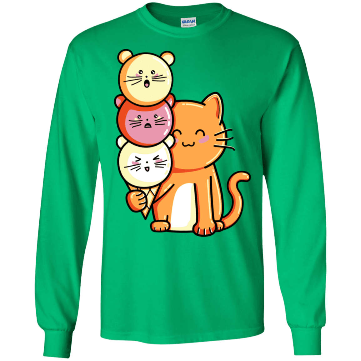 T-Shirts Irish Green / S Cat and Micecream Men's Long Sleeve T-Shirt