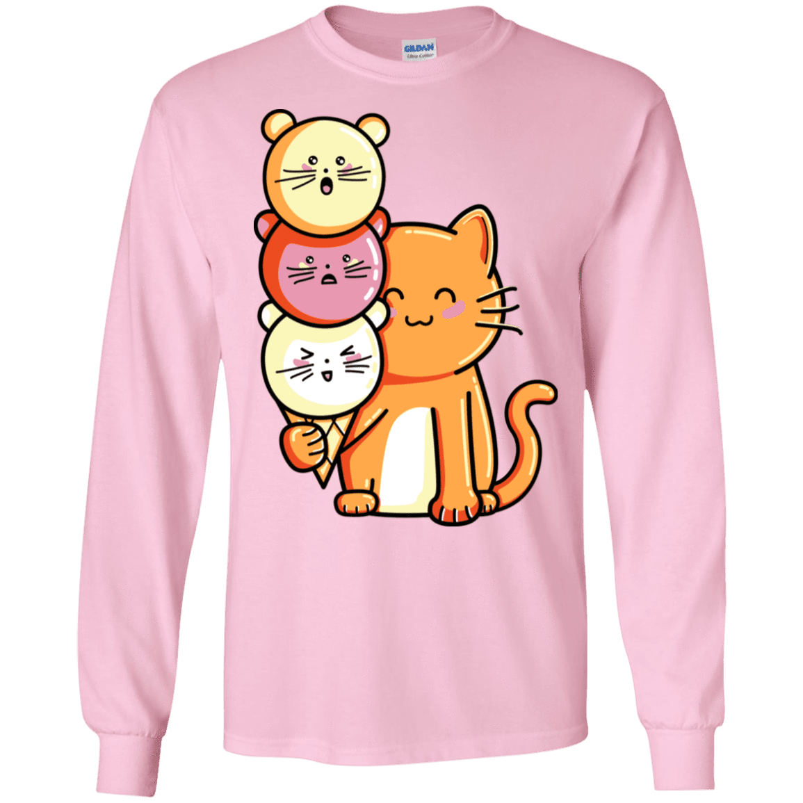 T-Shirts Light Pink / S Cat and Micecream Men's Long Sleeve T-Shirt