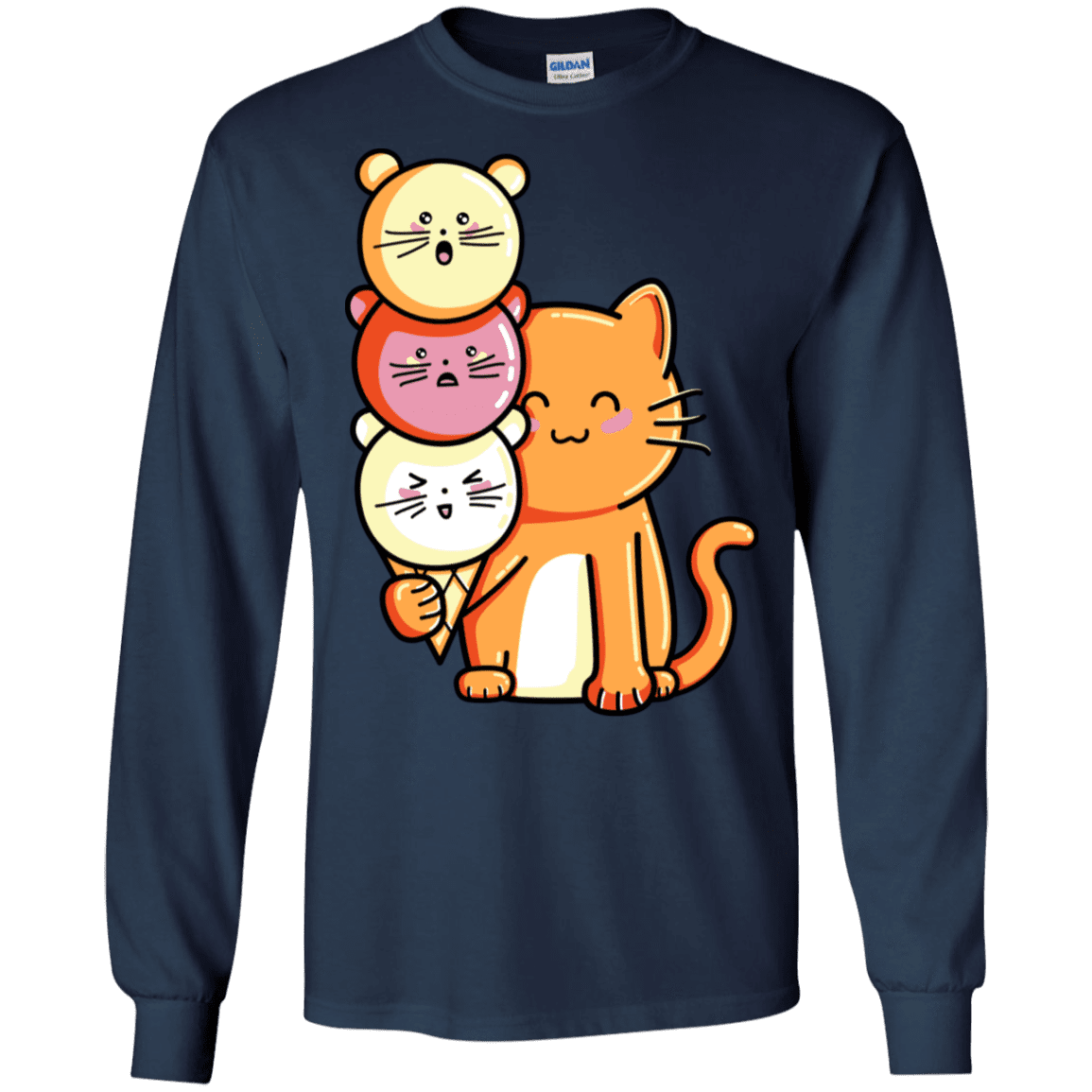 T-Shirts Navy / S Cat and Micecream Men's Long Sleeve T-Shirt