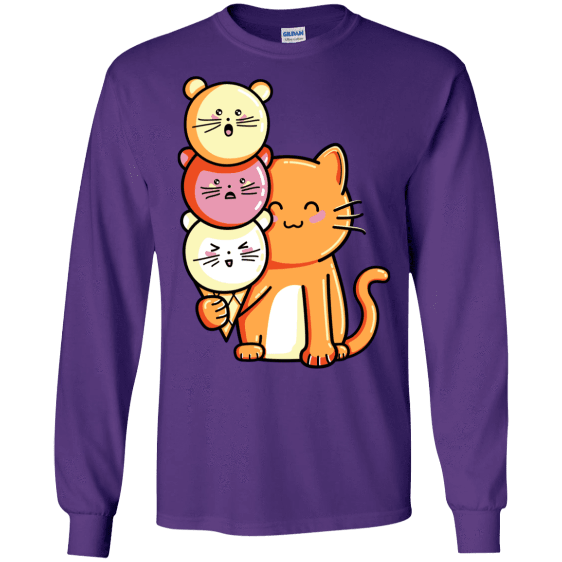 T-Shirts Purple / S Cat and Micecream Men's Long Sleeve T-Shirt