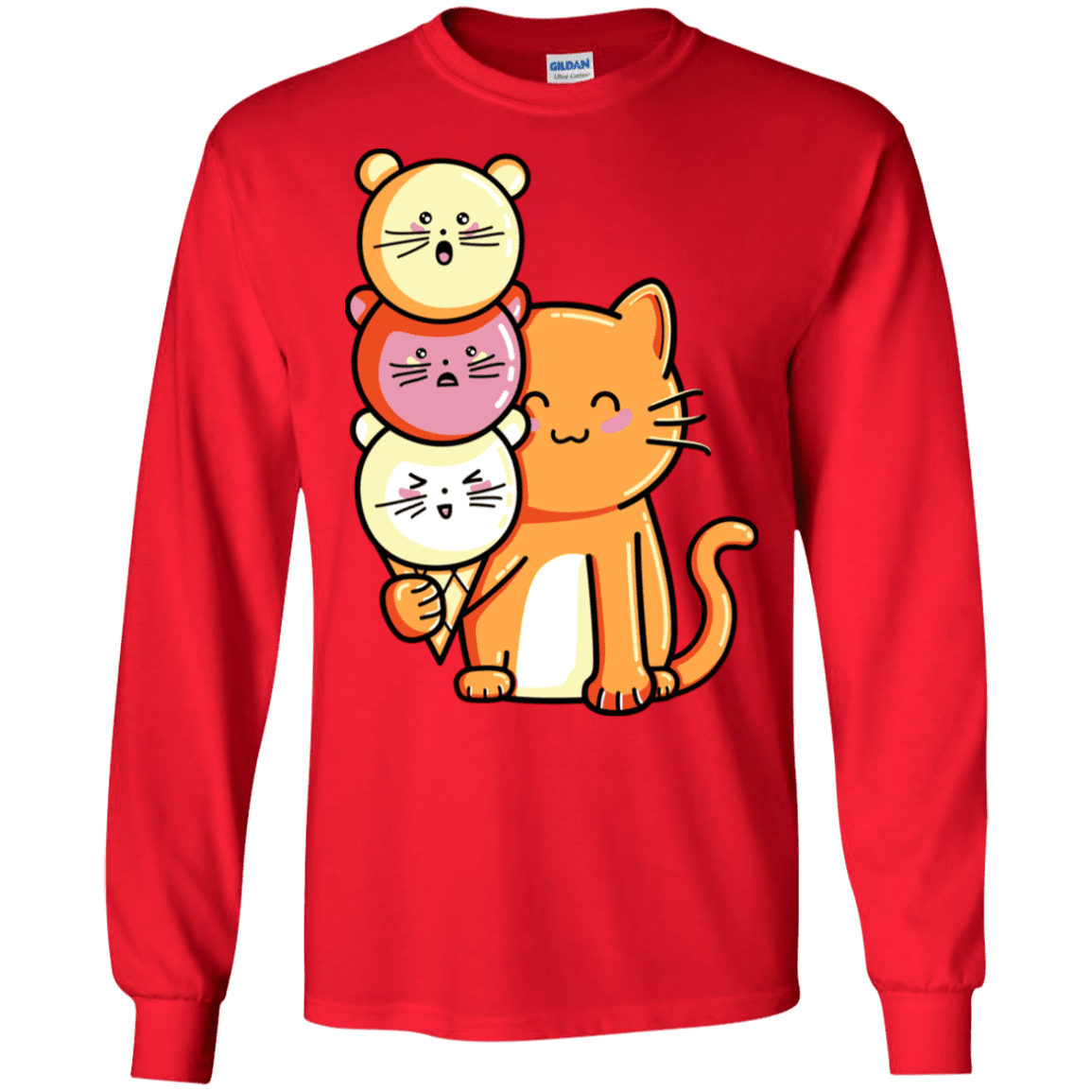 T-Shirts Red / S Cat and Micecream Men's Long Sleeve T-Shirt