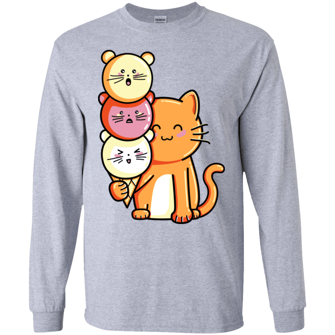 T-Shirts Sport Grey / S Cat and Micecream Men's Long Sleeve T-Shirt