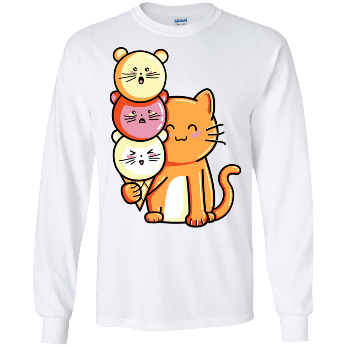 T-Shirts White / S Cat and Micecream Men's Long Sleeve T-Shirt