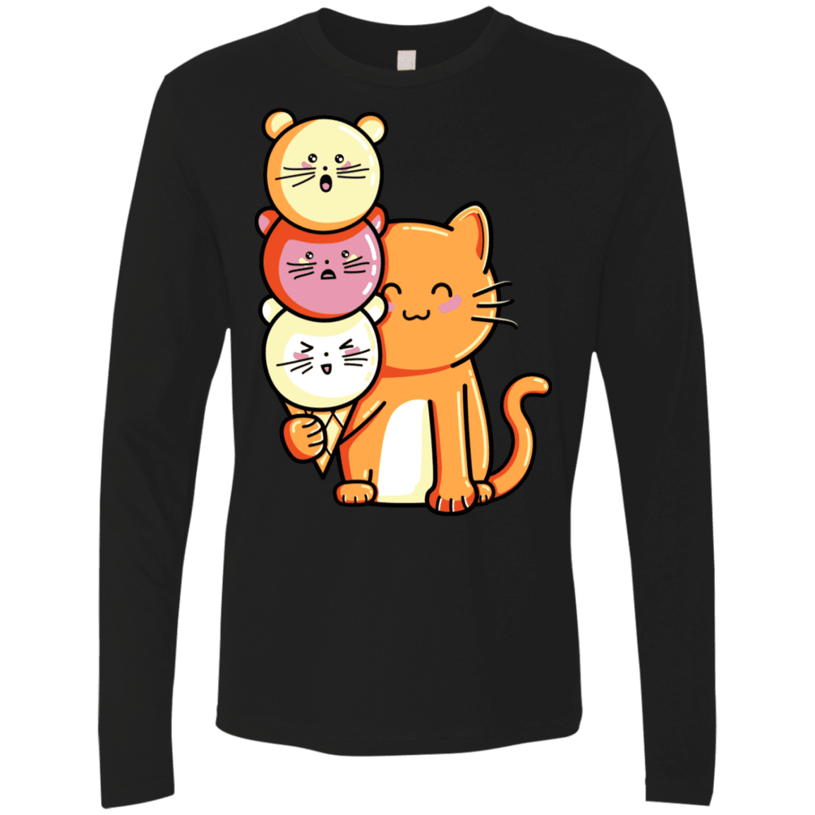 T-Shirts Black / S Cat and Micecream Men's Premium Long Sleeve