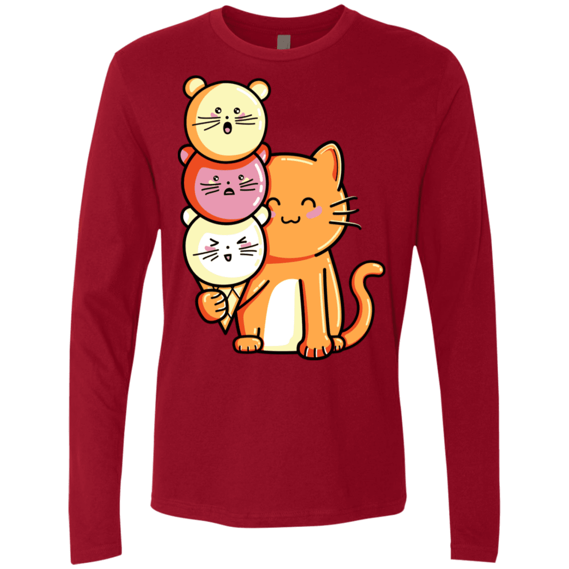 T-Shirts Cardinal / S Cat and Micecream Men's Premium Long Sleeve