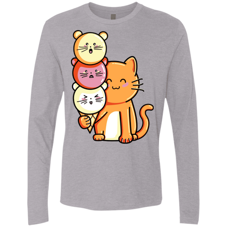 T-Shirts Heather Grey / S Cat and Micecream Men's Premium Long Sleeve