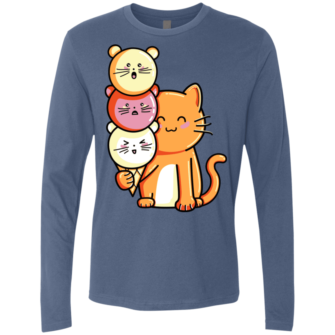 T-Shirts Indigo / S Cat and Micecream Men's Premium Long Sleeve