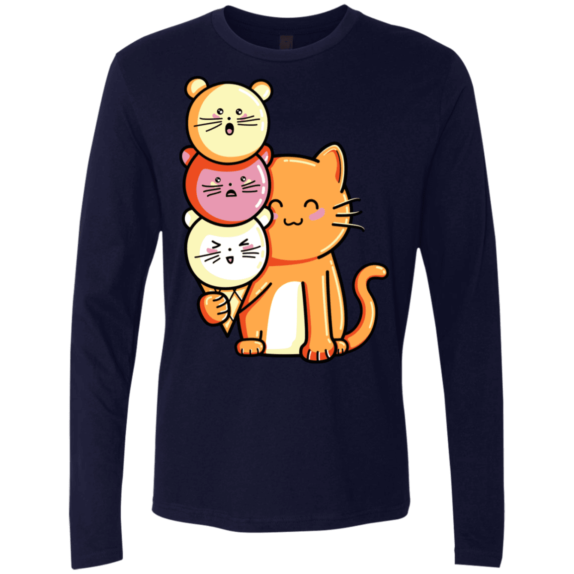 T-Shirts Midnight Navy / S Cat and Micecream Men's Premium Long Sleeve