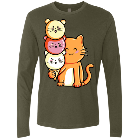 T-Shirts Military Green / S Cat and Micecream Men's Premium Long Sleeve