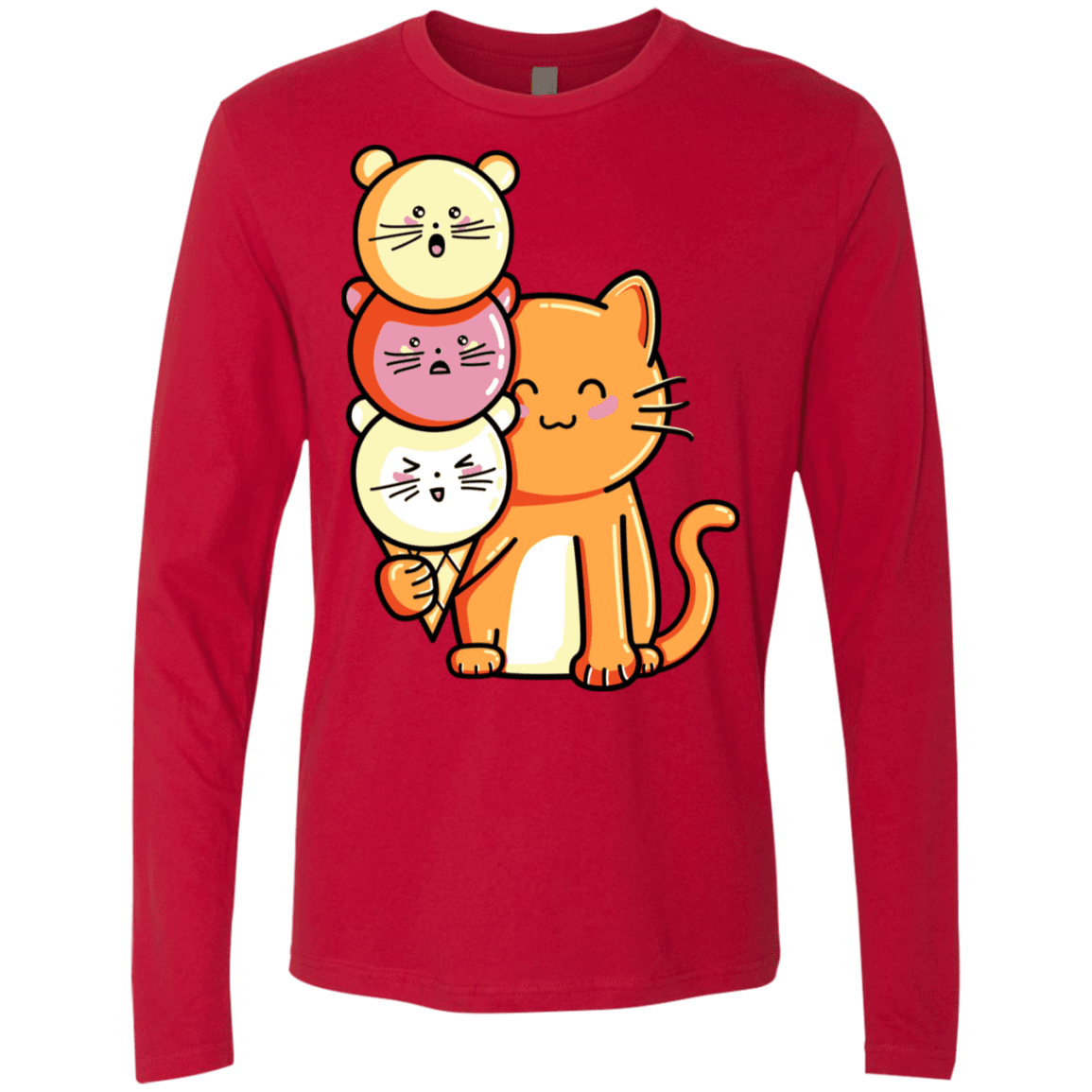 T-Shirts Red / S Cat and Micecream Men's Premium Long Sleeve