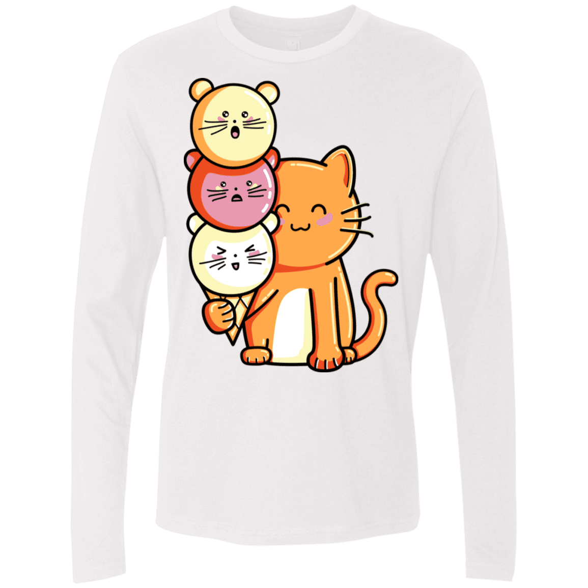 T-Shirts White / S Cat and Micecream Men's Premium Long Sleeve