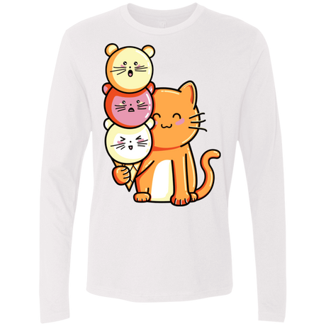 T-Shirts White / S Cat and Micecream Men's Premium Long Sleeve