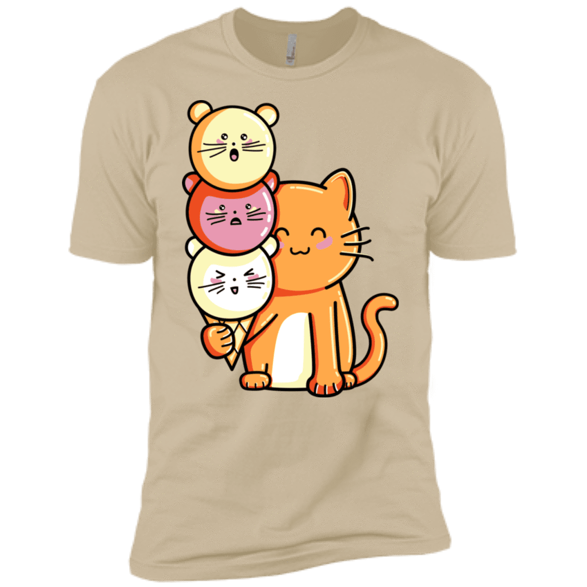 T-Shirts Sand / X-Small Cat and Micecream Men's Premium T-Shirt