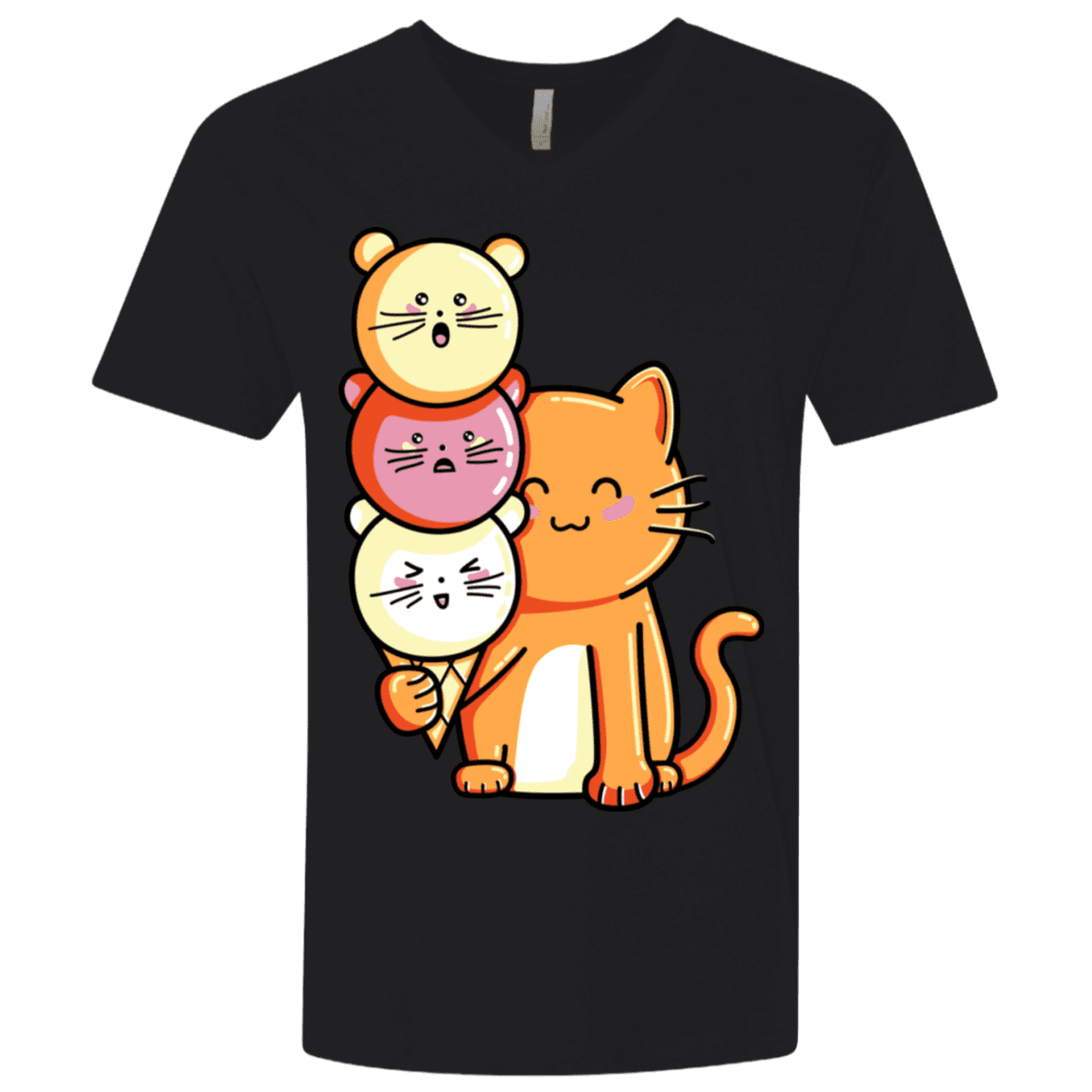 T-Shirts Black / X-Small Cat and Micecream Men's Premium V-Neck