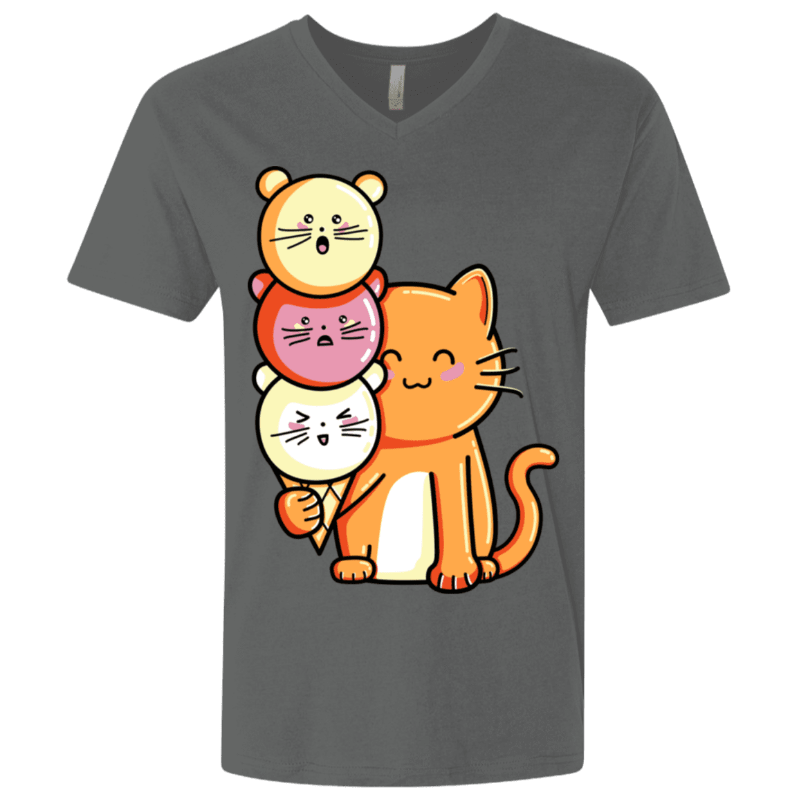 T-Shirts Heavy Metal / X-Small Cat and Micecream Men's Premium V-Neck