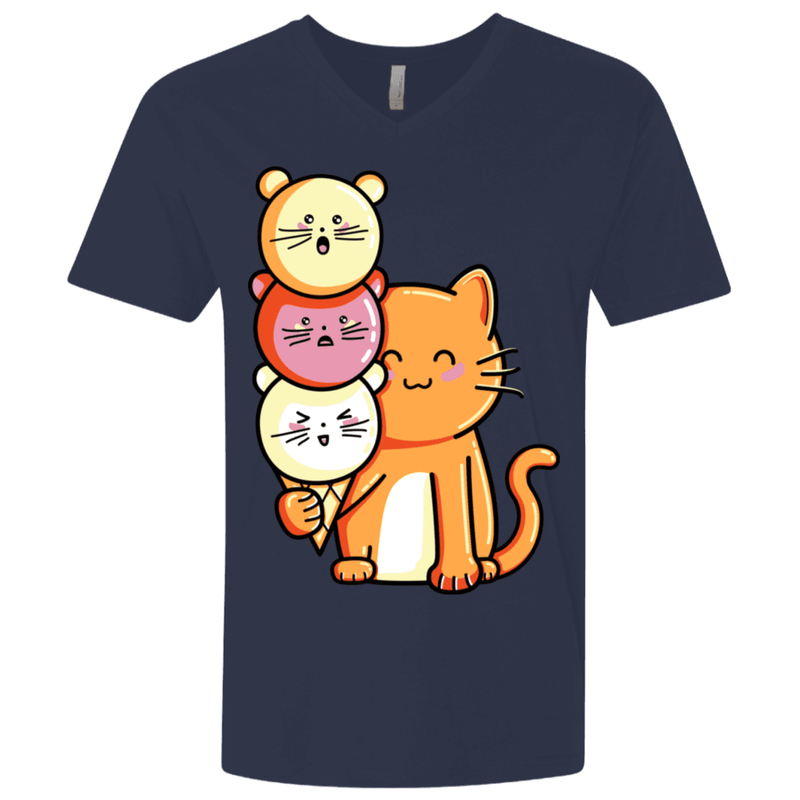 T-Shirts Midnight Navy / X-Small Cat and Micecream Men's Premium V-Neck