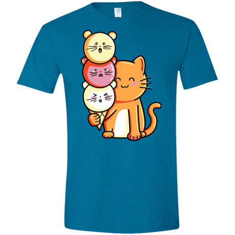 T-Shirts Antique Sapphire / S Cat and Micecream Men's Semi-Fitted Softstyle